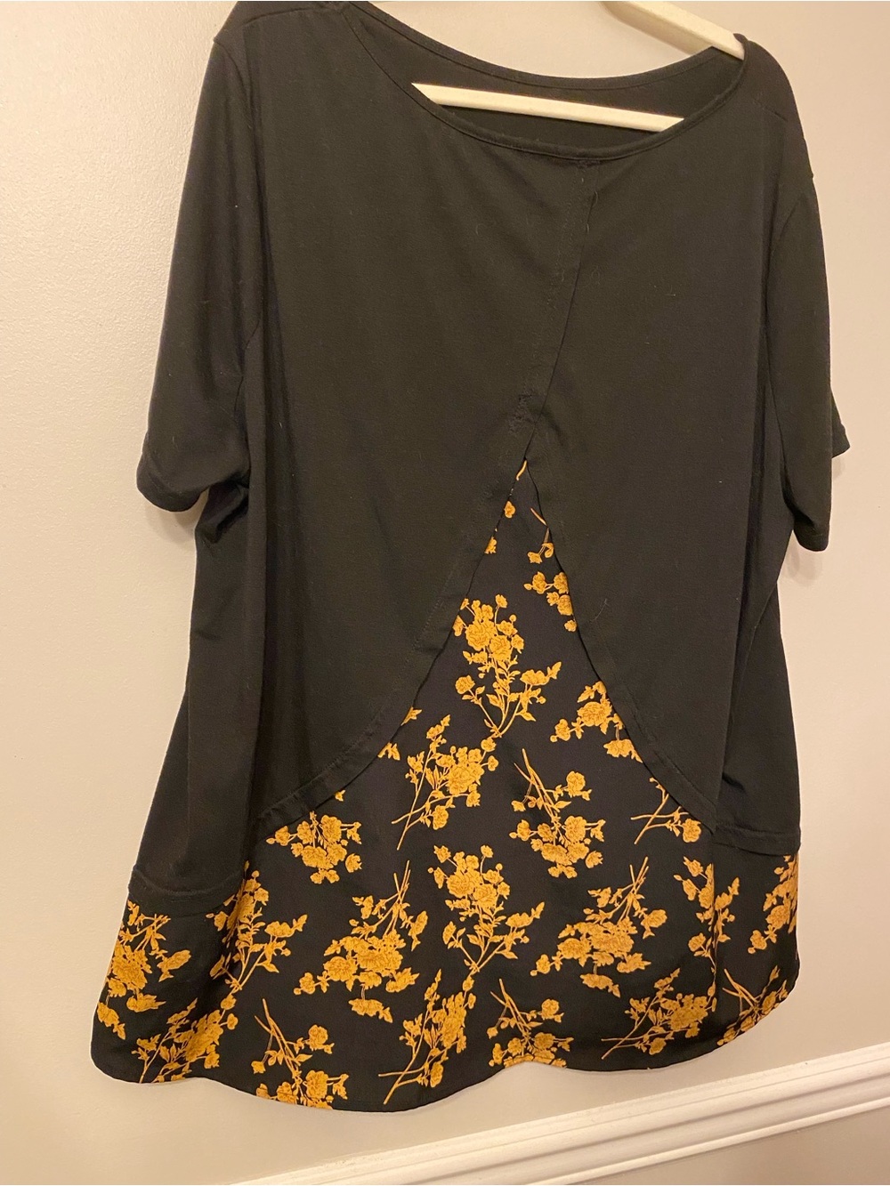 Black Tunic with Mustard Floral Panel